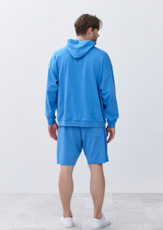 Blue colour men three-thread hoodie